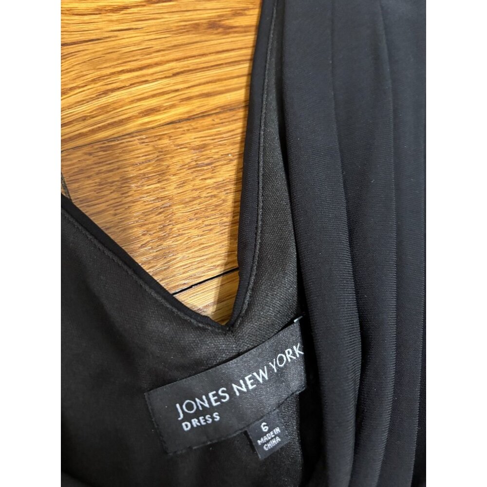 Jones New York Womens Dress Size 6 Black Layered Sleeveless Fit Flare Stretch - Picture 5 of 7